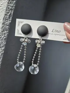 カボションピアス チェーンピアス クリアピアス シルバーピアス