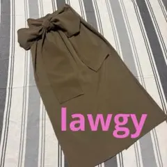 【中古】ベージュ ブラウン リボン タイトロングスカート