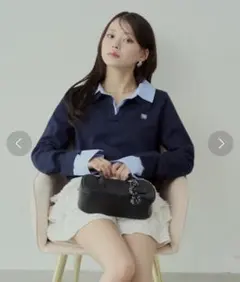 Chico 刺繍入り襟付きポロニット 長袖