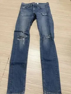 ダメージ加工ダークブルースキニージーンズ