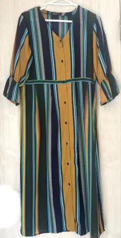 ボーダー ビビッドカラー ワンピース　M