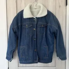 ボア襟付きデニムジャケット XL