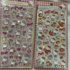 キティ ボンボンドロップシール　2枚セット　ピンク、レッド