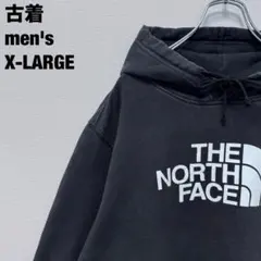 古着 THE NORTH FACE パーカー 定番ロゴ プルオーバー 黒 XL