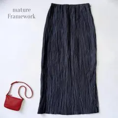mature Framework しわ感スカート 紺 38 春夏 麻系 ロングのサムネイル
