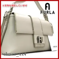 【美品】 フルラ ショルダーバッグ グレー ターンロック レザー チャーリー
