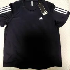 adidas 黒 Tシャツ 3本ライン 未使用タグ付き