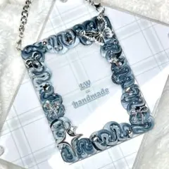 W688 ホイップデコ　硬質トレカケース 白 紺 ラメ 星 蝶々 リボン