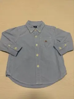 【babyGap】青 シャツ 12-18M クマ刺繍