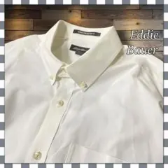 Eddie Bauer エディーバウアー リンクルフリー白無地BD長袖シャツL
