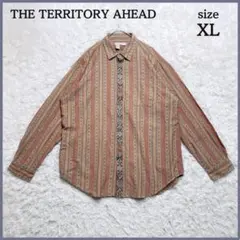 THE TERRITORY AHEAD シャツ XL ストライプ 柄シャツ 長袖