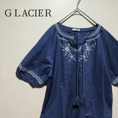 GLACIER 半袖カットソー　刺繍　リボン　M