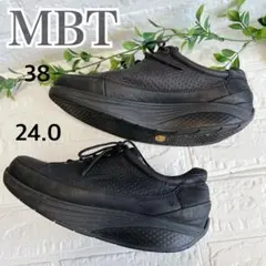 【美品】MBT オールレザー オールブラック スニーカーシューズ ビブラムソールのサムネイル