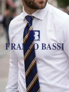 新品】FRANCO BASSI／サークルモチーフ／ジャガードタイ／ゴールド