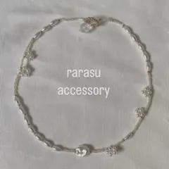 プラスチックパール × ガラスビーズ ネックレス