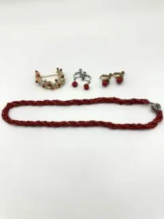 ☆天然☆ 赤珊瑚 三連ネックレス 約43cm アクセサリー - メルカリ