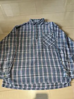 80s C&A XL チェック柄 プルオーバーネルシャツ シャドー オンブレ