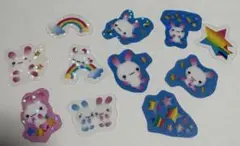 希少　平成当時　フレーク　シール　クリア　うさぎ