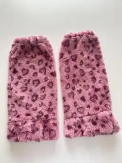 ヒョウ柄ファーレッグウォーマー 40cm