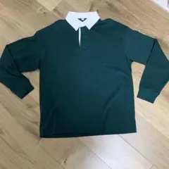 ダークグリーン ホワイト襟 ポロシャツ