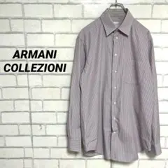 ARMANI アルマーニコレツォーニ　ストライプ柄シャツ　長袖　白×赤系 爽やかのサムネイル