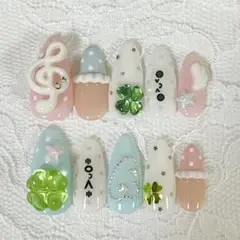 No.24 ネイルチップ y2k ウィッシュコア 音符 クローバー 顔文字