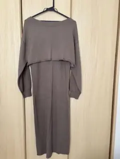 ブラウンリブ編みセットアップ