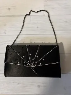 ストーン付きブラックパーティーバッグ