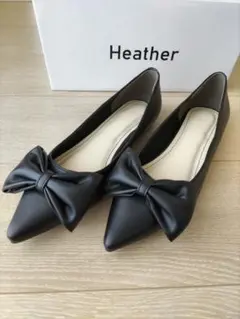 Heather リボンフラットパンプス ブラック Lサイズのサムネイル