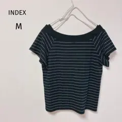 INDEX インデックス　ボーダーカットソー　バックリボン　肩出し黒ブラック　Mのサムネイル