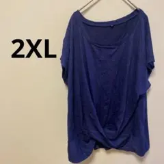ネイビー 【2XL】チュニック 半袖