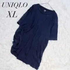 ユニクロ/Tシャツ/クルーネック/半袖/ネイビー/コットン/XL