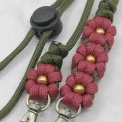 ハンドメイド ストラップ スマホ ショルダー パラコード 花x4 SH441