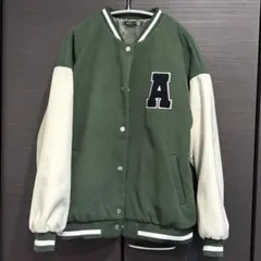 DAZY ボンバージャケット 文字パッチ カラーブロック ドロップショルダーS