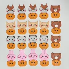 [かぼちゃと動物] 現品限り！ ハンドメイド 折り紙 壁面飾り ハロウィン