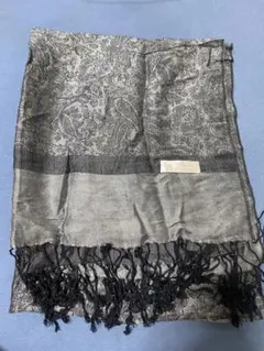 Pashmina カシミヤシルク ペイズリー柄 大判ストール ブラックのサムネイル