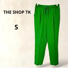 ザショップティーケー　テーパードパンツ　S　緑　ウエストゴム　無地　カジュアル