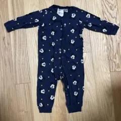 H＆M ディズニー ミッキー ネイビー 総柄 ロンパース カバーオール