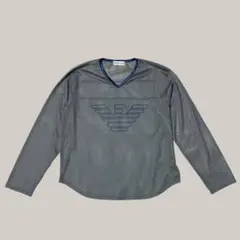 EMPORIO ARMANI メッシュ プルオーバー シャツ グレー イタリア製