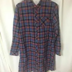 Earth チェックシャツワンピ