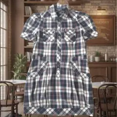 バーバリーブルーレーベル 総柄 ノバチェック柄 半袖ワンピース チュニック