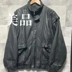 レザージャケット　黒　古着　ヴィンテージ　アウター　ブラック取り外し可能