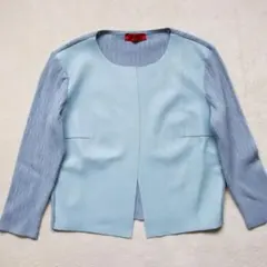 希少カラー✨MAX&Co. レザー切り替えニットカーディガン ノーカラー 本革
