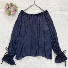 【組曲】 オフショル シフォン シアー ブラウス （M） きれいめ 上品 ツヤ感