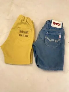 ☆EDWIN☆bebe☆ショートパンツセット☆イエロー・デニム☆90☆のサムネイル