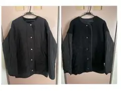 コトリカ　新品　ノーカラーリバーシブル　 キルティングボアアウター　ブラック　F