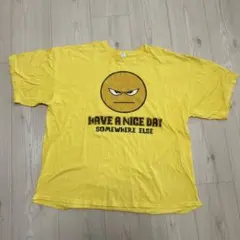 イエロー Tシャツ 2XL おしゃれ 古着 ビンテージ smile スマイル