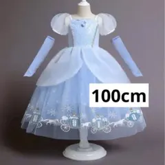 シンデレラ　プリンセス　ドレス キッズドレス ブルー 100 ワンピース 発表会