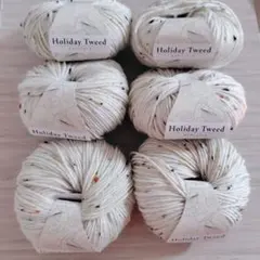 5 ユザワヤ　色番1 ホリデーツイード 6玉セット　ネップ毛糸　メリノウール