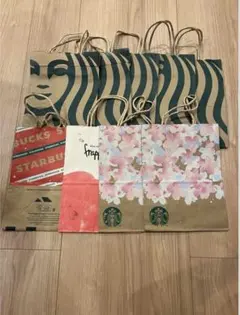 スタバ　紙袋　9枚セット　ショップバック　桜　ピーチ　クリスマス